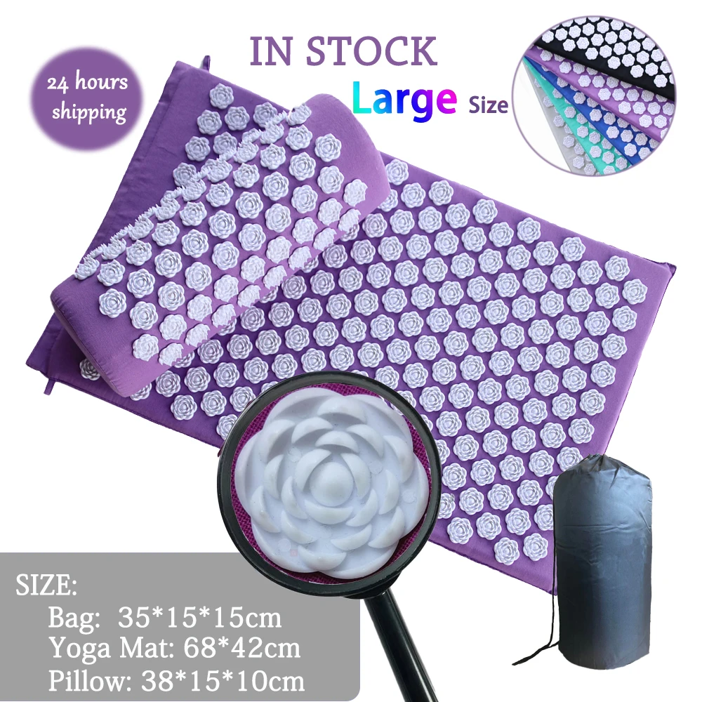 

Коврик и подушка для акупрессуры Lager для йоги, с сумкой, нескользящий, снятие боли в спине и шее и Массажная подушка для расслабления мышц