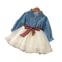 denim dresses girls 2021 spring autumn kids casual long sleeve jeans dress fashion children party dance clothes 2 3 4 6 8 years
