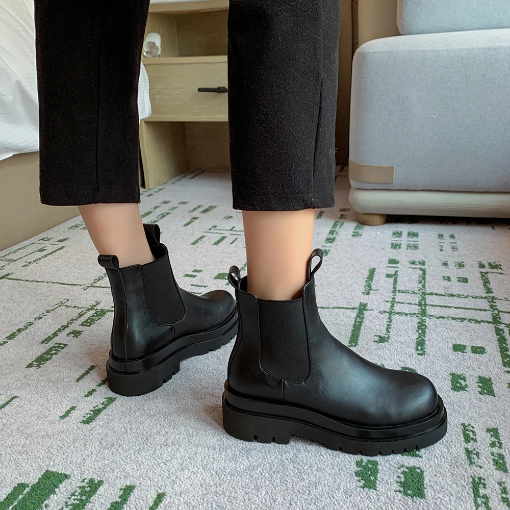 

kickway elastic boots Winter Platform Women Boots Round Toe Waterproof Booties Non-slip Short Boots Fashion Woman large size 43