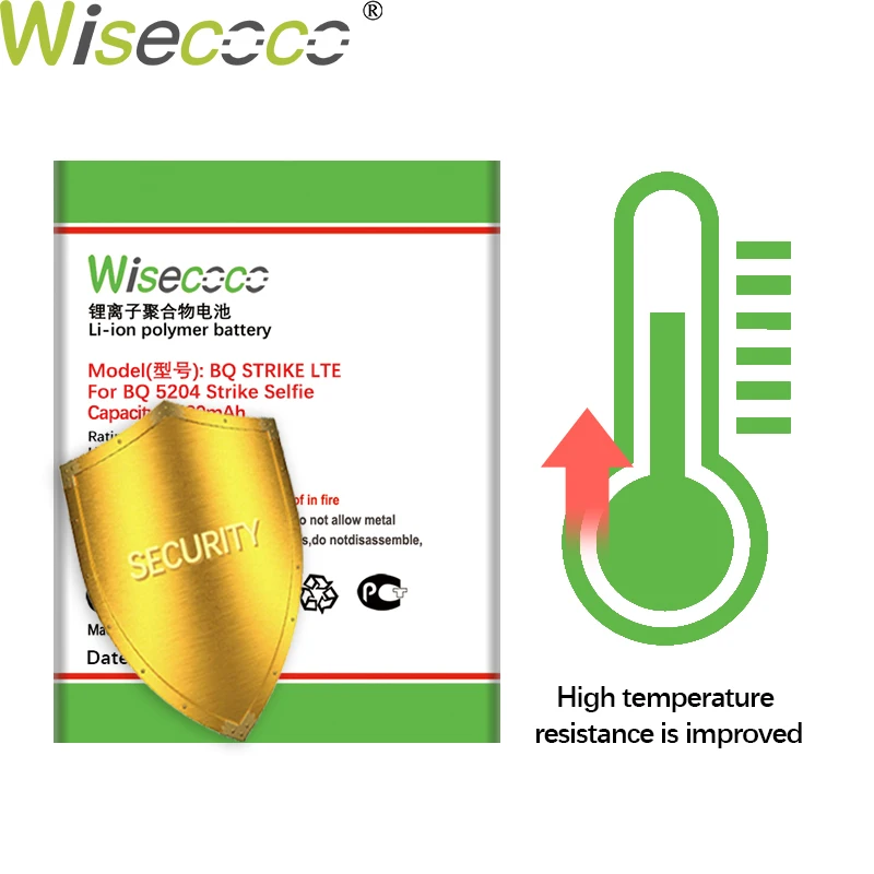 Аккумулятор Wisecoco на 2800 мА · ч для BQ STRIKE LTE BQS 5204 Strike Selfie Phone сменный аккумулятор +