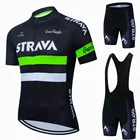 Командные флуоресцентные зеленые Трикотажные изделия для велоспорта STRAVA 2021, велосипедная одежда, нагрудник, гелевый комплект одежды, одежда для велоспорта, униформа для Майо, спорт