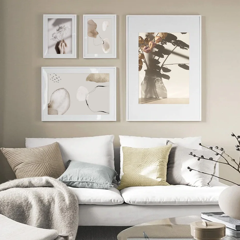 

Canvas Paintings Abstract Boho Style Geometric Dried Plants Wall Art Pictures Posters and Prints for Living Room Home Decoration