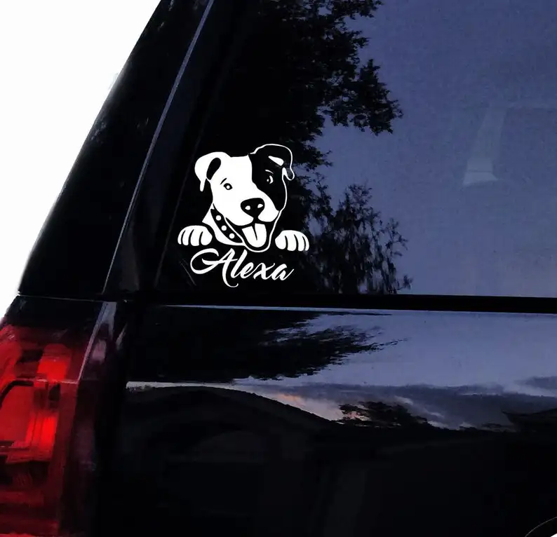 Черно-белая виниловая наклейка в виде собаки питбуля милая животного виниловые