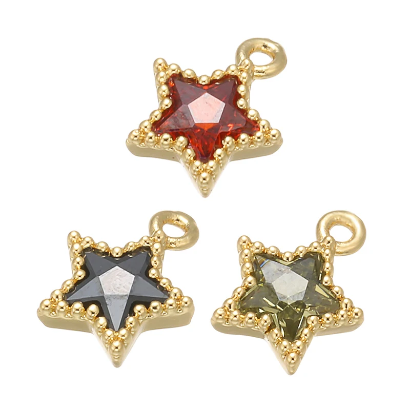 

ZHUKOU 8x10mm Brass crystal star Pendants Connectors Charms For necklace and earrings Jewelry Making Accessories model:VD514