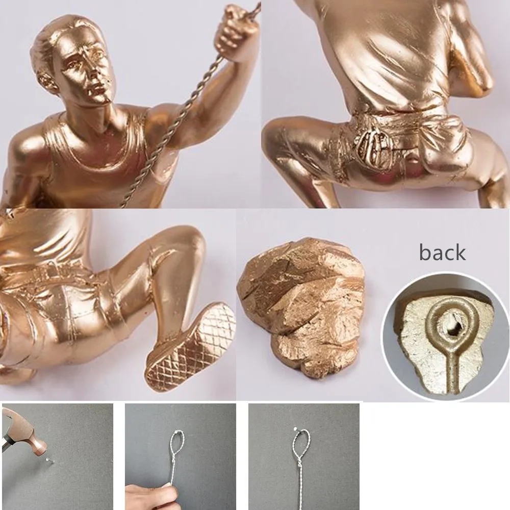 

CREATIVE ROCK CLIMBING MEN SCULPTURE RESIN STATUE FIGURINE ORANMENTS HOME DECOR WALL HANGING DECORATIONS