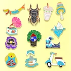 Женская Милая брошь, волна айсберга, гриб, Сова, слон, собака, цветок, фонограф, дерево, насекомое, мотоцикл, эмалированные булавки, значок, подарок