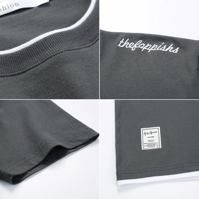 

TFETTERS 2021 Summer Cotton T Shirt Men O-Neck Short Sleeve Slim Fit T-shirt Male Youth Solid Color Casual Clothes Mens T Shirts