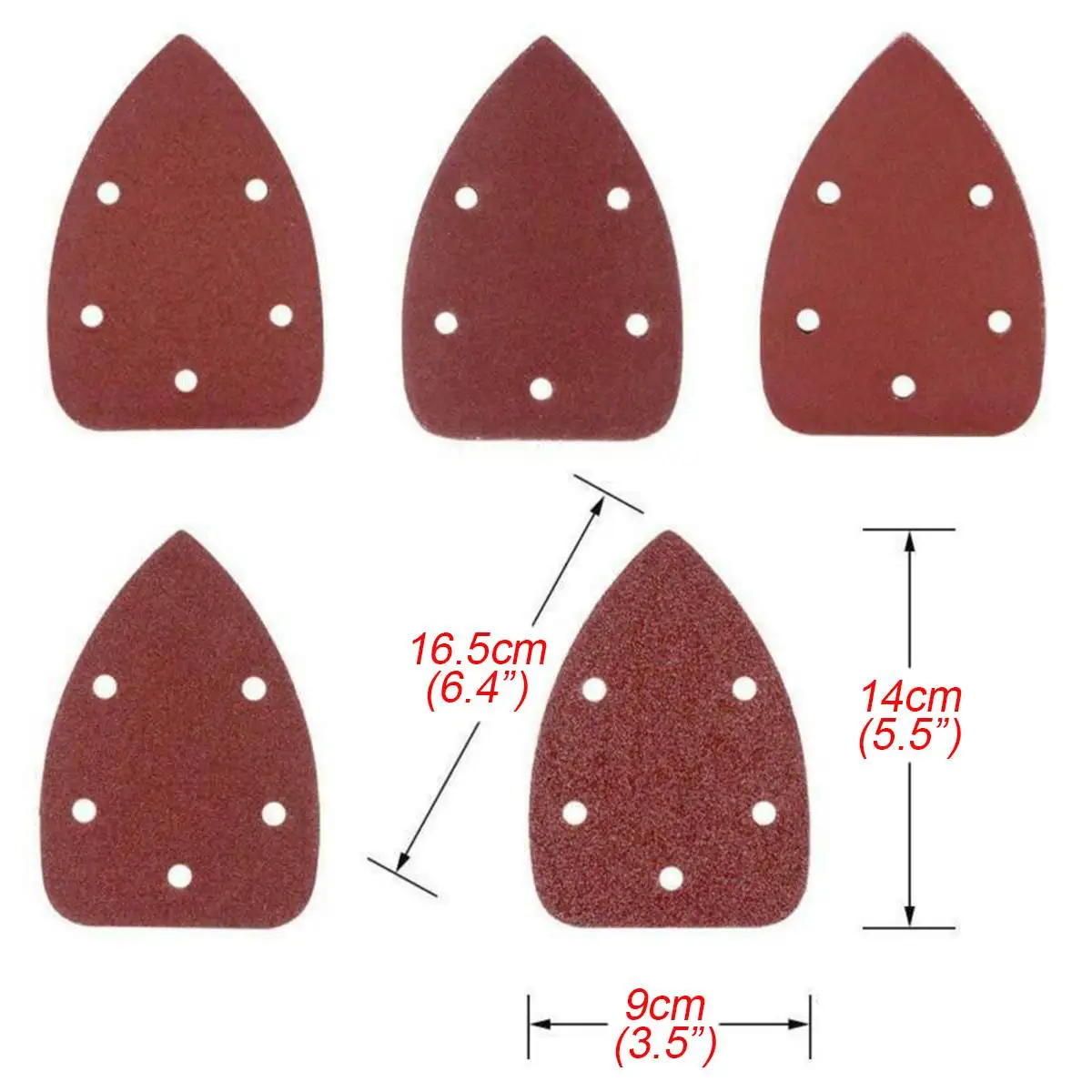 

40Pcs Grit 60/80/120/240 Sanding Discs Triangle Sanding Sheets Pads Sandpaper with 5 Holes For Polishing Tool 140mmx90mm