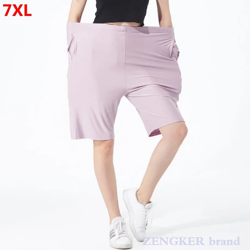 Female summer home shorts extra large size cotton 7XL 6XL 5XL shorts thin wide legs casual home stretch plus size short pants