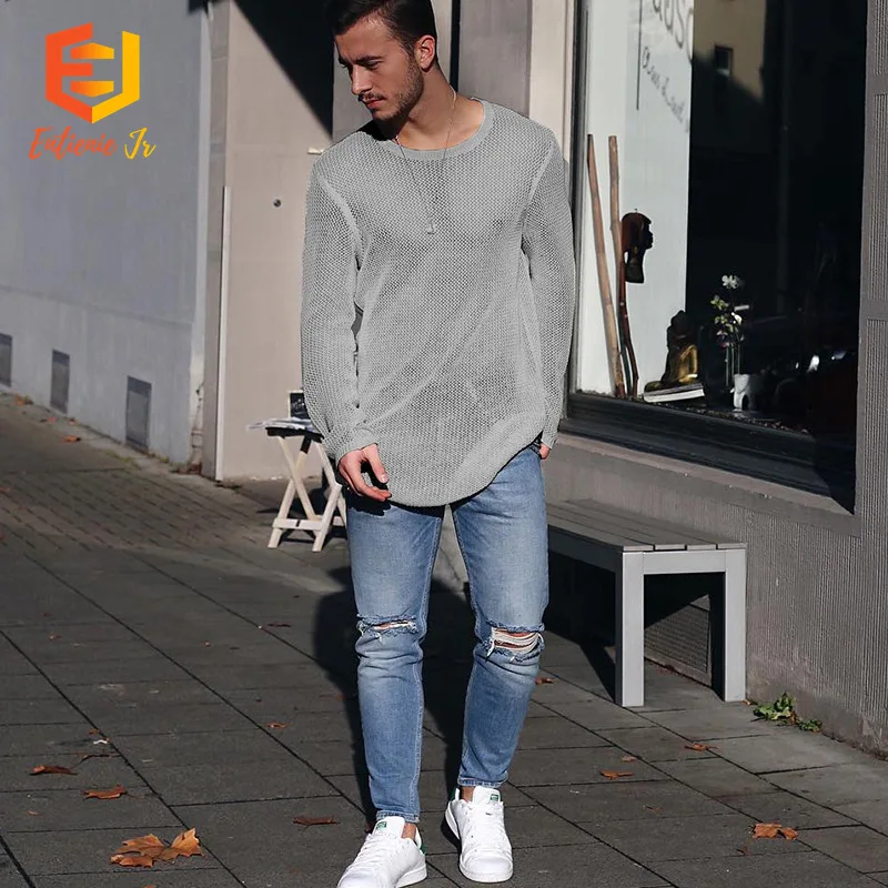 

Мужской однотонный вязаный пуловер с длинным рукавом, Осень-зима 2021