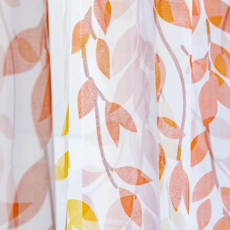 Modern Leaf Bird Printed Yarn Curtain Window Tulle Curtains For Living Room Kitchen Treatments Voile | Дом и сад