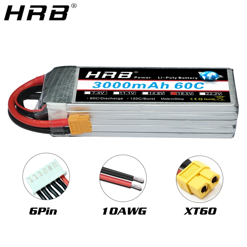 hrb 5s 185 v lipo батарея 3000mah xt60 t deans ec5 xt90 xt90 s женский rc fpv