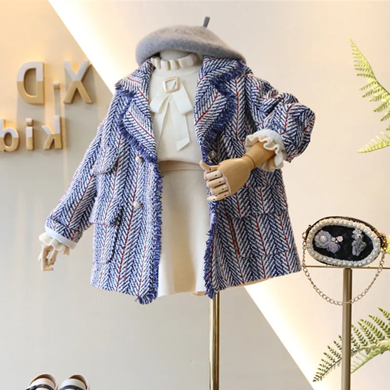 

2019 Toddler Girls Outwear Small Fragrance Style Abstract Kids Jacket For Girls High Quality Baby Coat For 2-8Yrs Girls Clothes