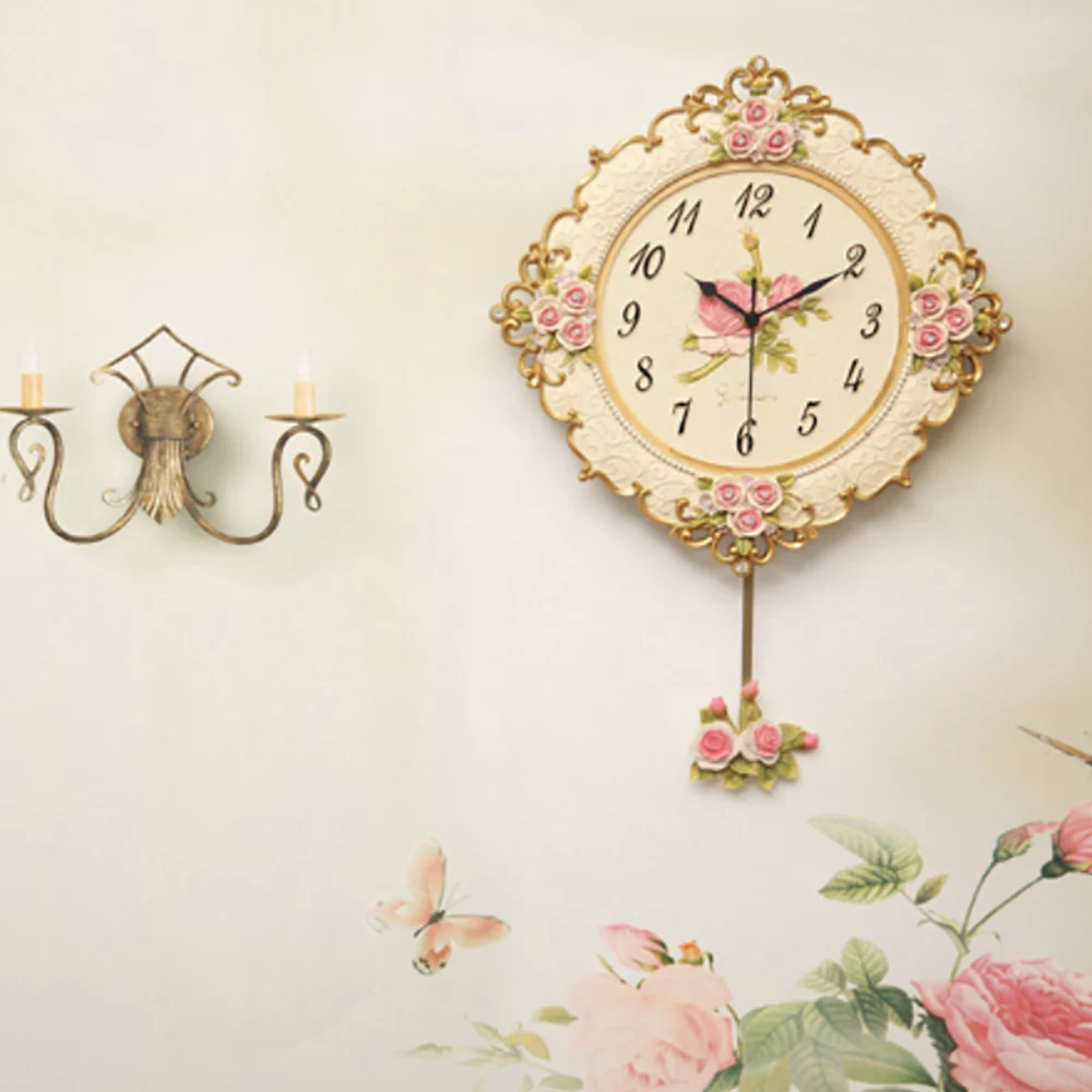 Розовые Настенные часы современного дизайна цифровые полимерные цветы домашний