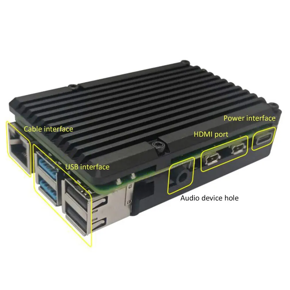 Последний для Raspberry Pi 4 Алюминиевый корпус с двойным охлаждающим вентилятором металлический корпус черный корпус для RPI 4 Модель B