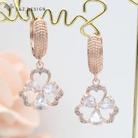 sz design new fashion elegant cute flower cubic zirconia dangle earrings for women girl wedding party lovely fine jewelry
