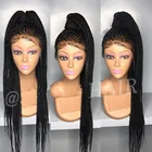 Длинный черный Cornrow оплетка парик Длинные 200 плотность полный микроволоконный парики с детскими волосами Джамбо, коса парик шнурка для африканских Для женщин