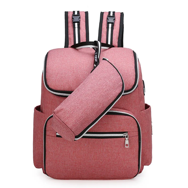 Pink Diaper Bag LEQUEEN пеленка мешок USB Мумия Материнство сумка большая мода кормящих путешествия рюкзак коляска детская сумка уход за ребенком подгузник рюкзак - Цвет: Pink Diaper Bag