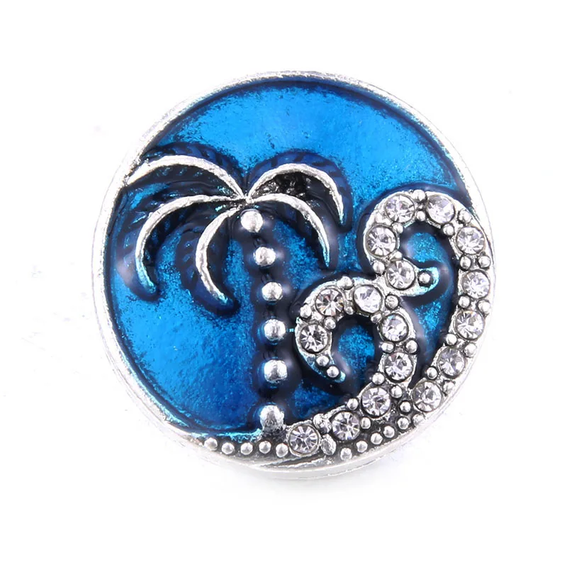 10 шт./лот кнопки ювелирные изделия Синяя Серия океан кристалл дельфин море 18 мм