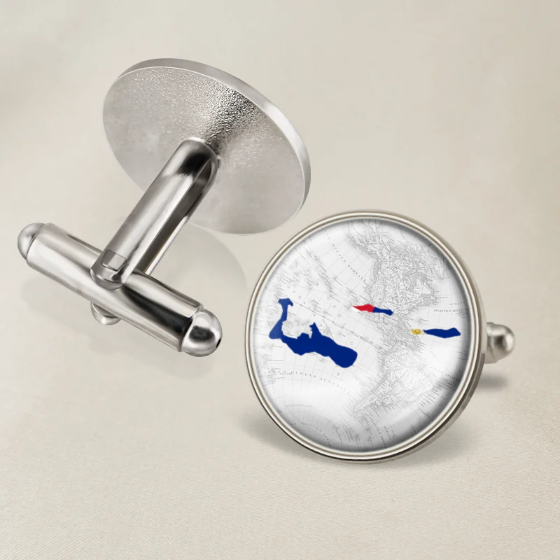 Герб доллар Каймановых островов карта национальный флаг эмблема запонки |