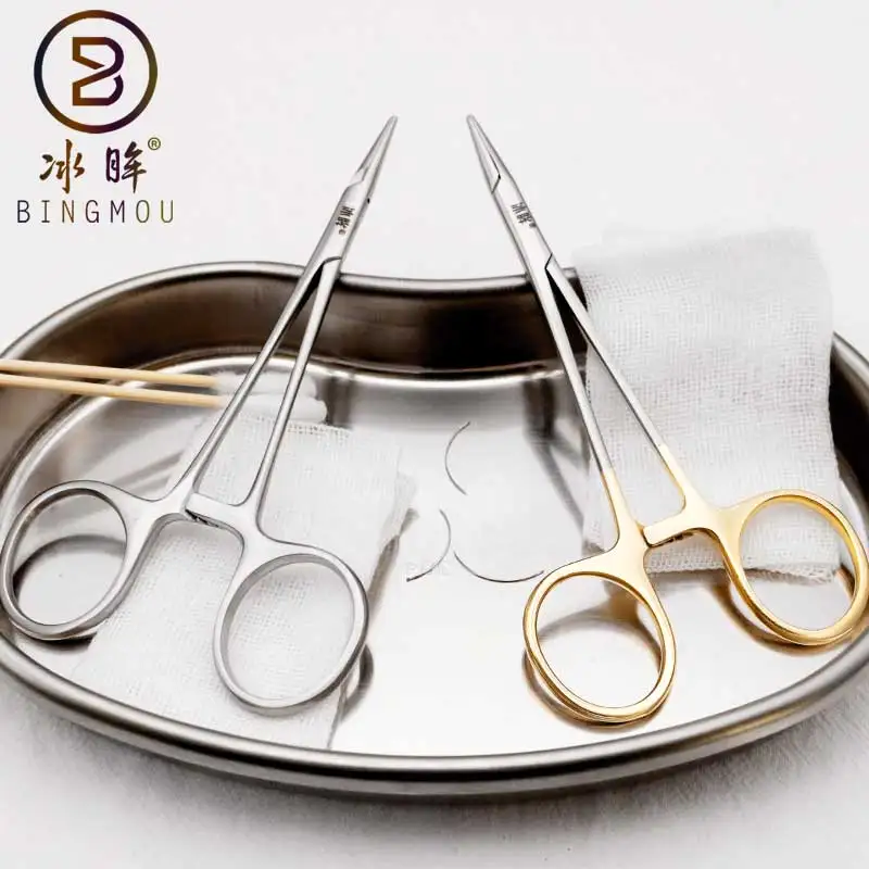 Держатель Иглы золотистая ручка из нержавеющей стали 12 5 см зубчатые иглы щипцы