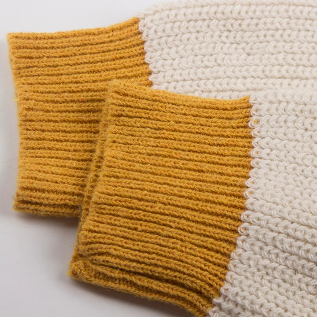 2019 Модный женский свитер Топ полосатый вязаный длинный рукав Повседневная