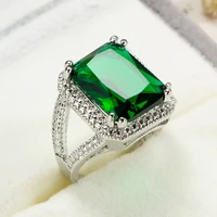 14k white gold emerald tourmaline diamond ring for women 925 sterling silver rings gemstone wedding engagement gift jewelry