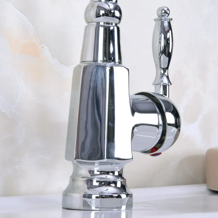 Полированный хромированный латунный смеситель с одной ручкой и одним отверстием