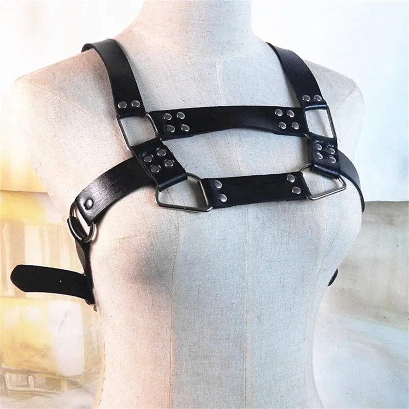 Fetish Men Gay Body Harness Belt Adjustable Punk Rave Leather Tops Strap Gothic Chest Cage for Adults BDSM Bondage | Тематическая