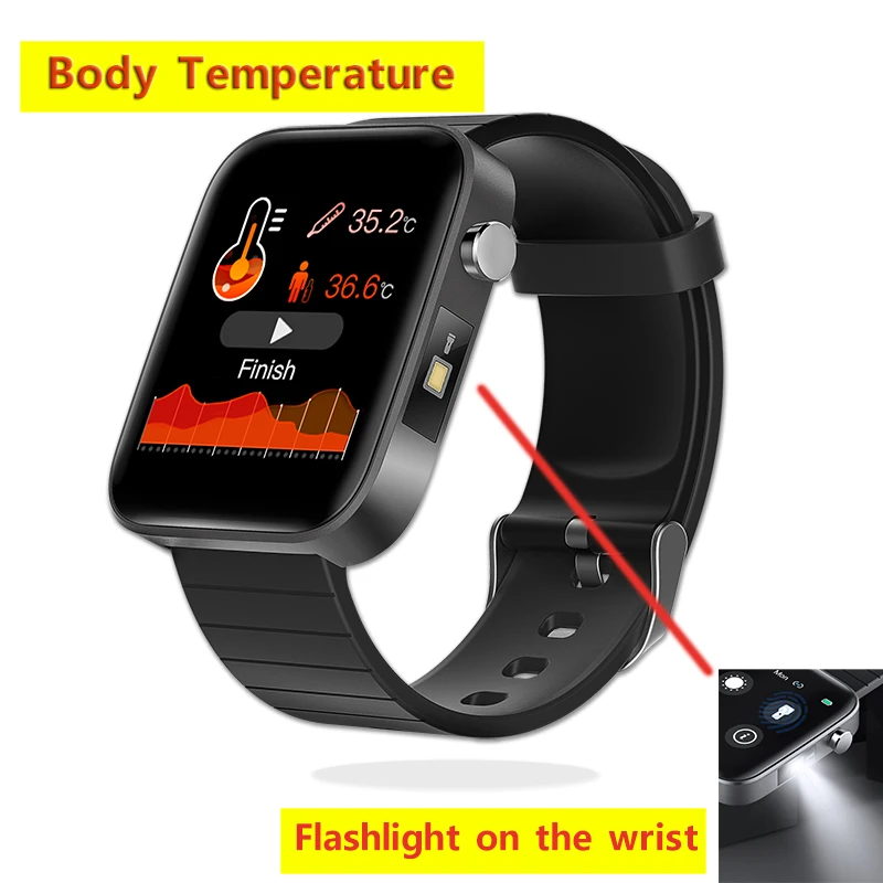 Новинка 2020 мужские умные часы T68 с измерением температуры тела пульса