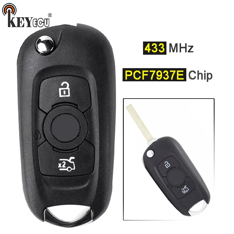 Запасной дистанционный ключ KEYECU 433 МГц PCF7937E / HITAG 2 46 для Opel Vauxhall Astra K 2015 2016 2017|Ключ