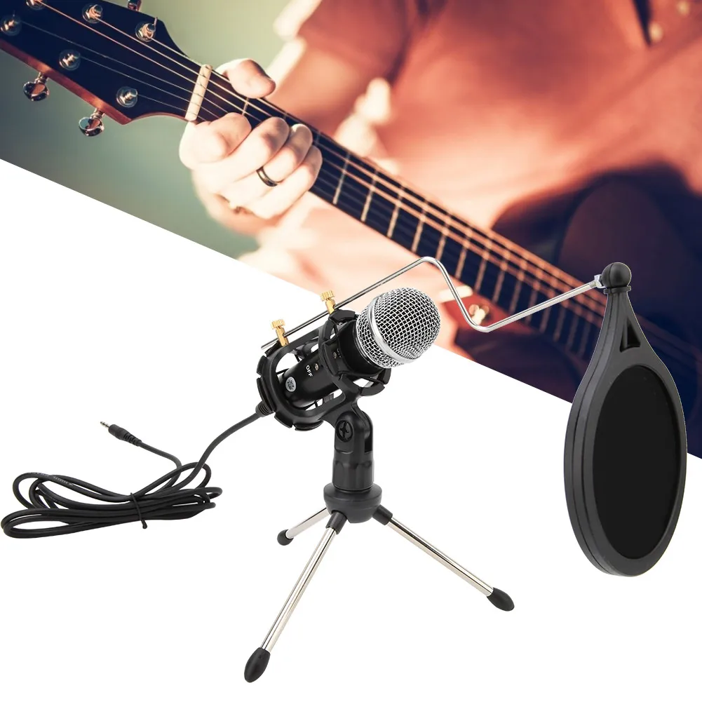 

Новый микрофон 3,5 мм, звуковой Студийный конденсаторный микрофон для трансляции с кронштейном, комплект микрофонов с сеткой против распыле...