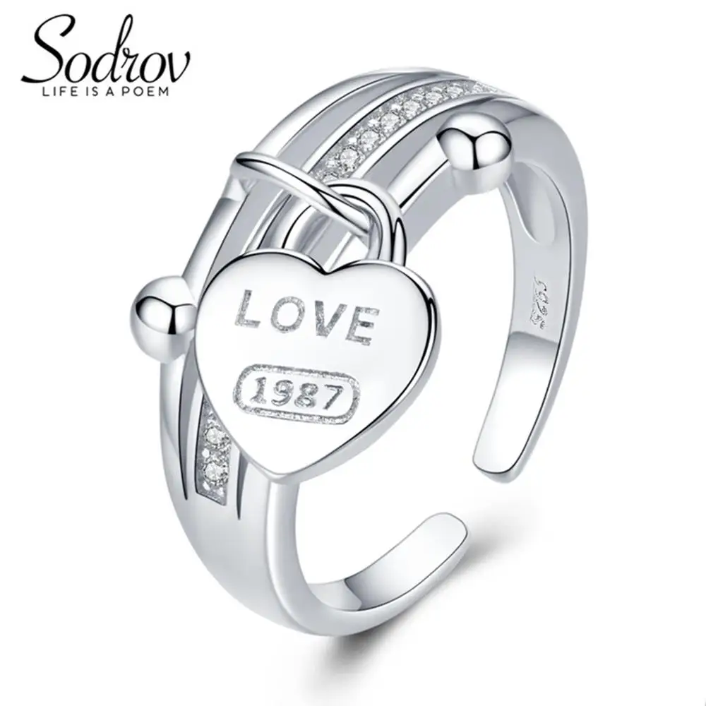 SODROV LOVE 925 пробы, серебро 925, ювелирное изделие, обручальное кольцо в виде сердца для женщин, подарок на день Святого Валентина, хорошее свадебное ювелирное изделие, серебряные кольца