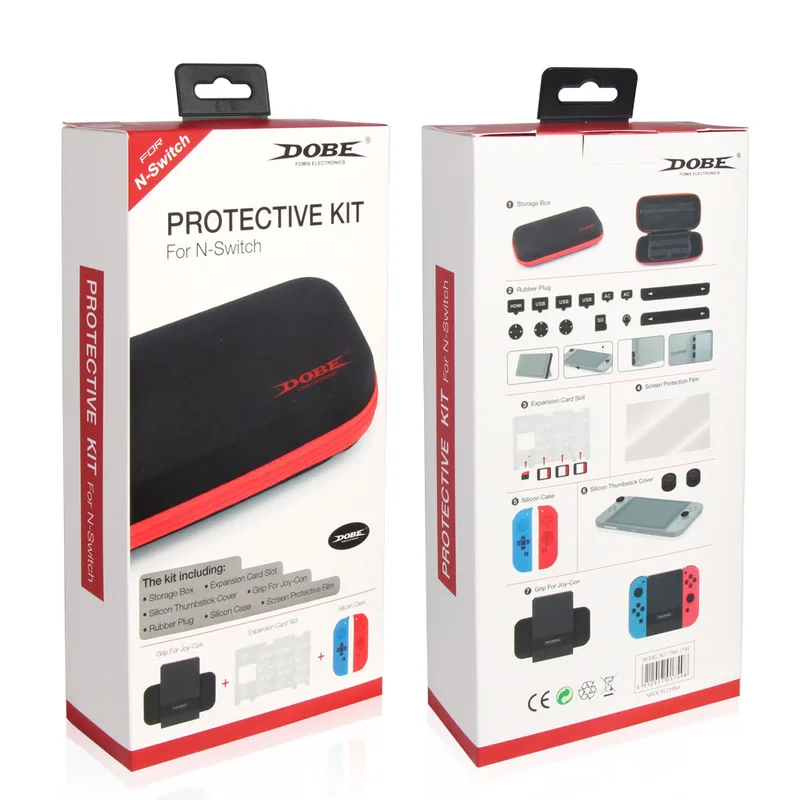 

Switch Storage Box Game Machine Protection Set NS Game Machine Storage Bag Dust Plug + Silicone Sleeve+Tempered Film Accessories