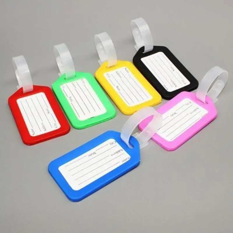 

Portable Plastic Travel Luggage Tag Holder Labels Strap Name Address ID Suitcase Tag Wedding Party Supplies LX8275