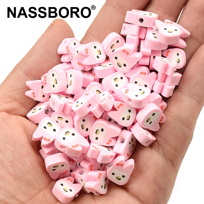 Розовый милый кролик бусины ручной работы из полимерной глины диск/плоские Heishi