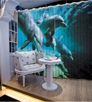 3d curtain fashion customized ocean dolphins curtains for bedroom custom any size curtain blackout curtain living room