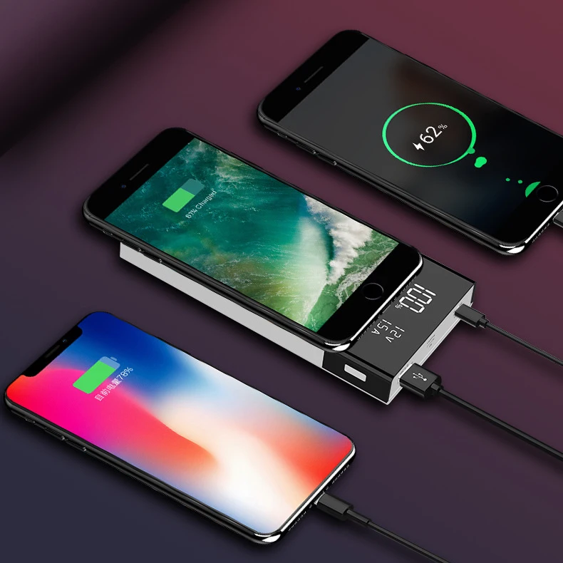 Внешний аккумулятор QC 3 0 20000 мАч с беспроводным зарядным устройством USB Type C PD