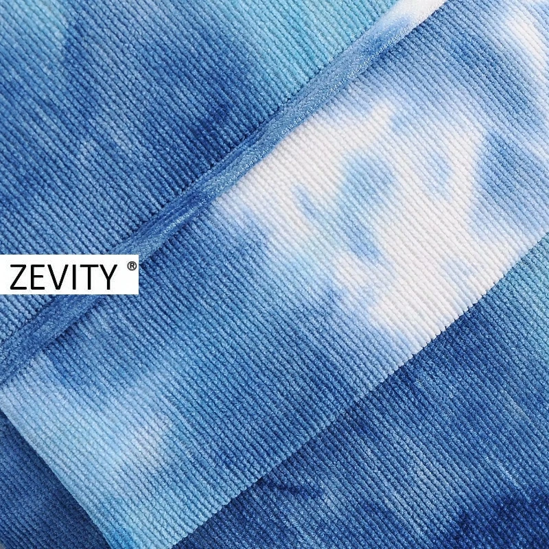 

Zevity New women vintage Corduroy tie dyeing blazer long sleeve office ladies causal stylish one button outwear coat tops CT553