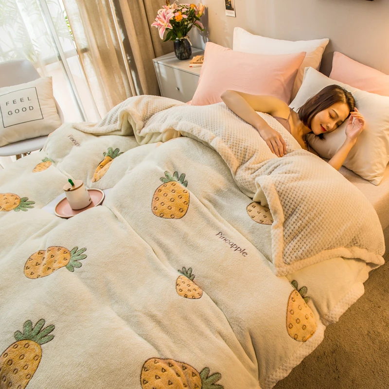 

Winter Flannel Fleece Duvet Cover Multi-functional Double Layer Thick Blanket Comforter Warm Quilt Cover Bed Cover Textiles Home