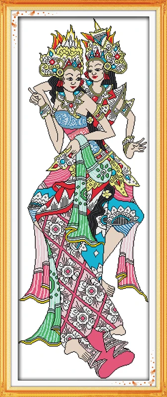 

Indonesian dancing (1) cross stitch kit 14ct 11ct count print canvas stitching embroidery kits for audlt