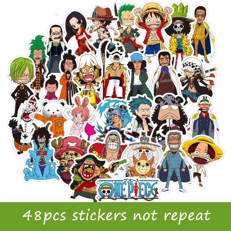 48 шт. забавные мультяшные наклейки one piece Luffy аниме наклейка для ноутбука детская