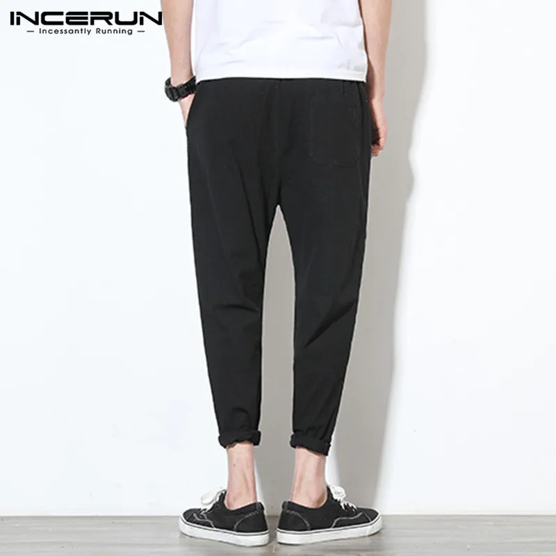 

INCERUN Men Casual Pants Cotton Joggers Solid Street 2020 Drawstring Pockets Trousers Men Fitness Pantalones Hombre Harajuku 5XL
