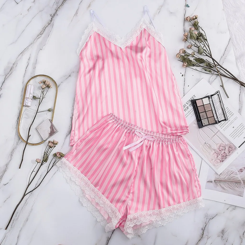 S XXL полосатый топ на бретельках атласный розовый короткий сексуальный кружевной