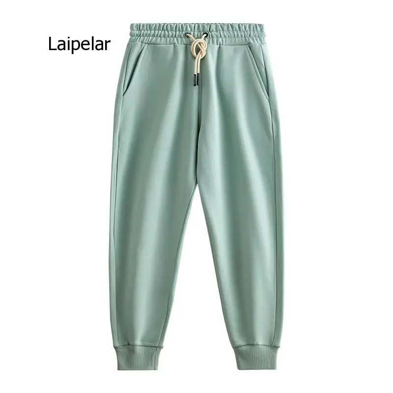 

Autumn and Winter Drawstring Thickened Plush Cotton Men's and Women's Simple Style 2021 Casual Pants