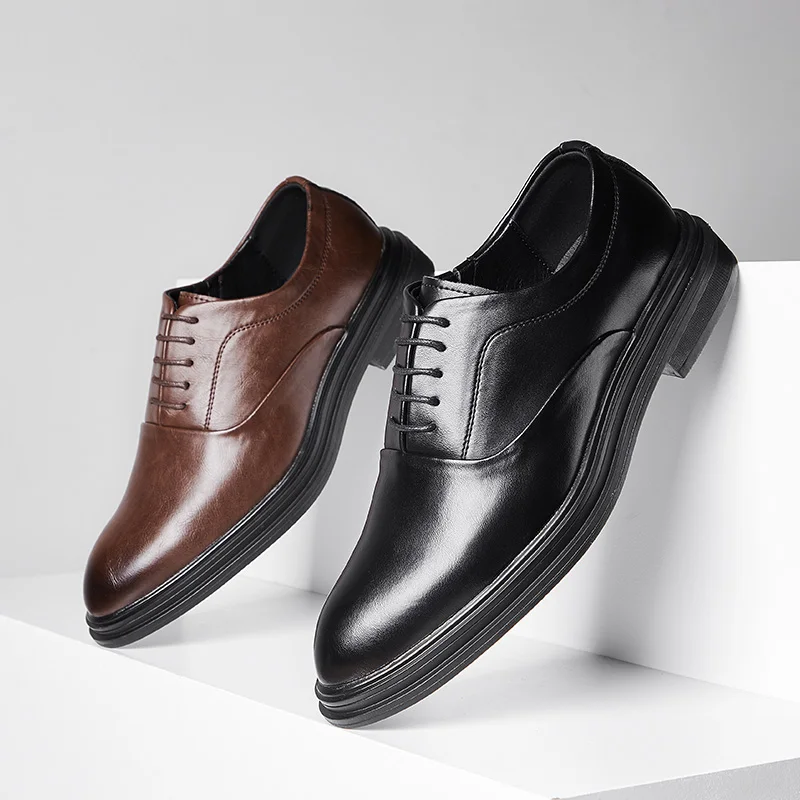 

Italian Leather Shoes Men derby lace up Fashion Business Men Oxford Shoes For Suit Wedding Flat Dress Party Shoes for men