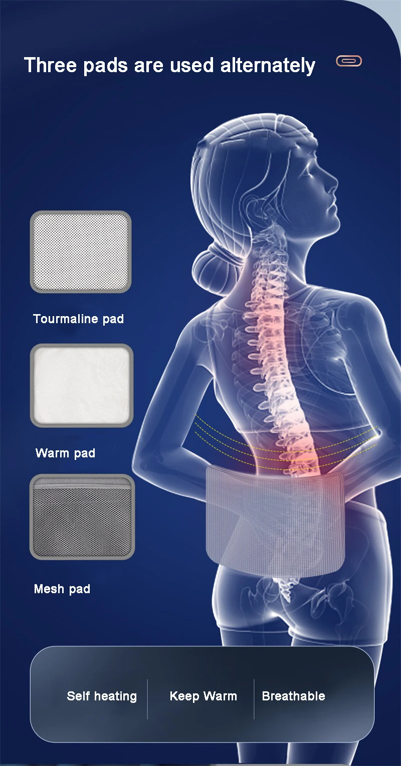 Пояс турмалиновый с двойным вытягиванием для поясницы и спины самонагревающийся