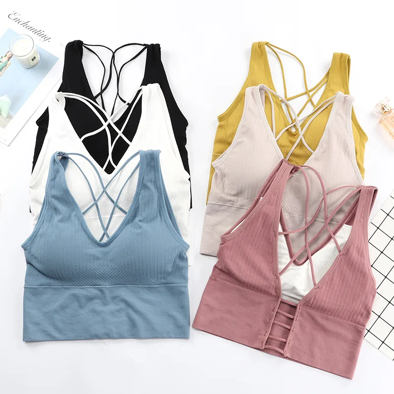 Спортивный бюстгальтер для женщин топ занятий спортом йогой мягкими чашечками