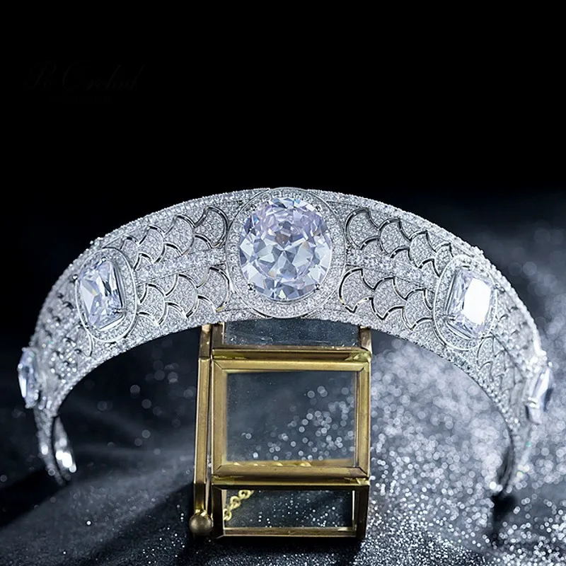 

PEORCHID 2020 European Luxury Bridal Tiaras Women Princess Eugenie Zircon Crystal Wedding Crown Jewelry Hair Accessories