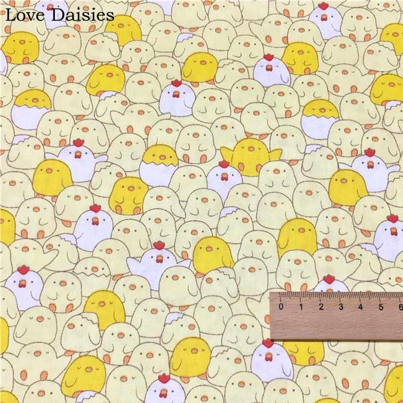 Cotton Twill Cloth Cartoon Yellow Chicken Panda Rabbit Chevron fabric for DIY Crib bedding Cushion Dess Handwork Home Decor